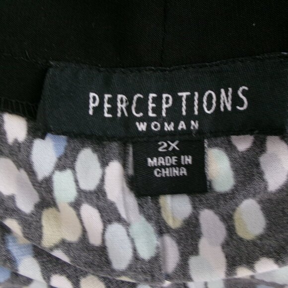 New Perceptions Stretch Knit Sleeveless Dress 2X Woman Blue Black White Green - Picture 11 of 14